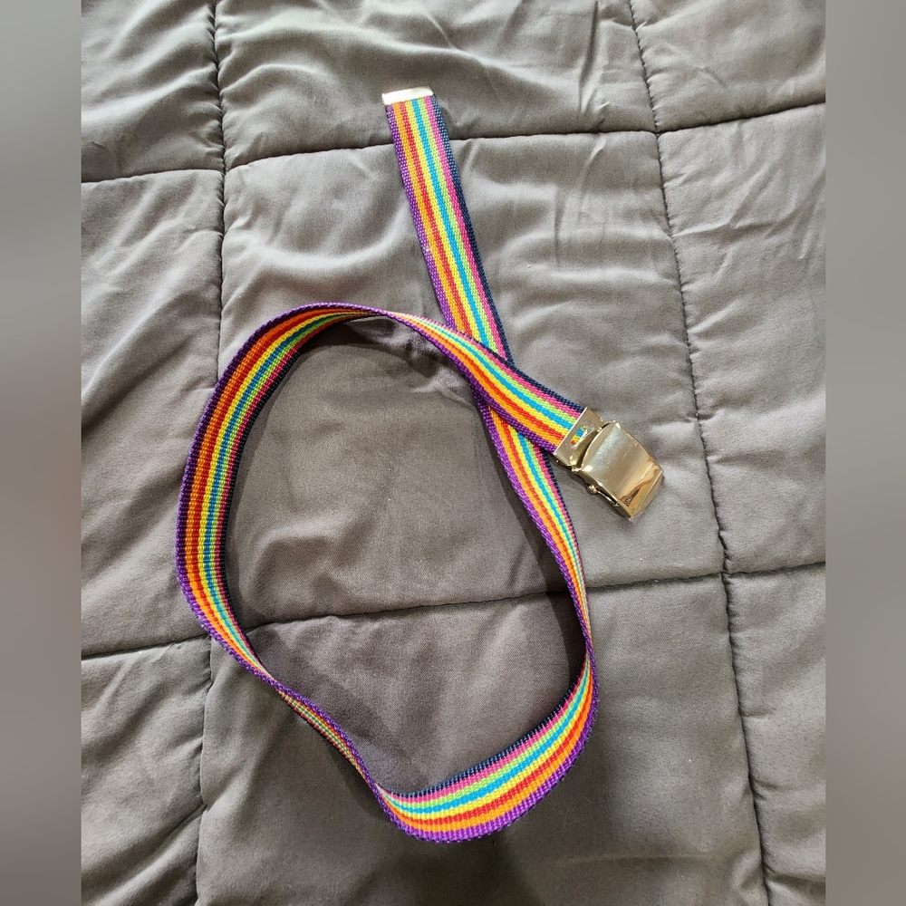 4/$15 Unisex webbed rainbow belt